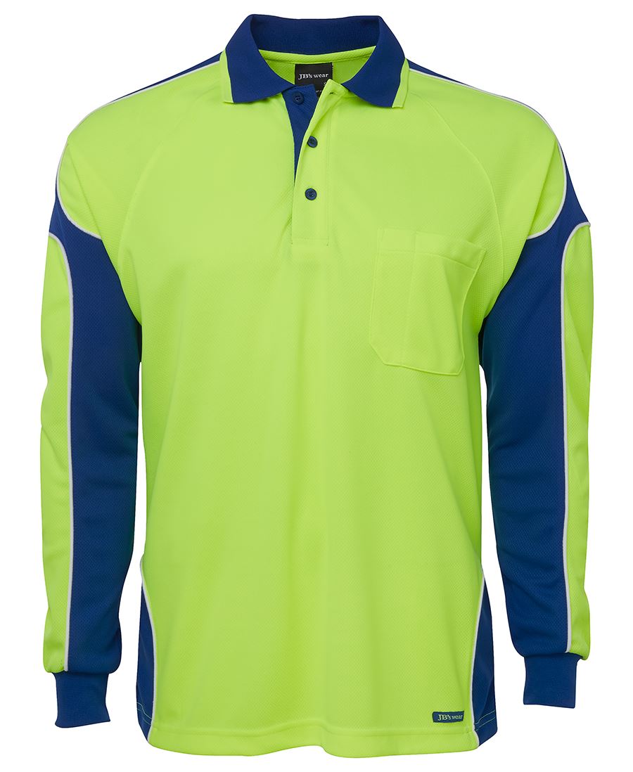 JBs Wear JB's HV 4602.1 L/S ARM PANEL POLO LIME/BLACK-XS 6AP4L