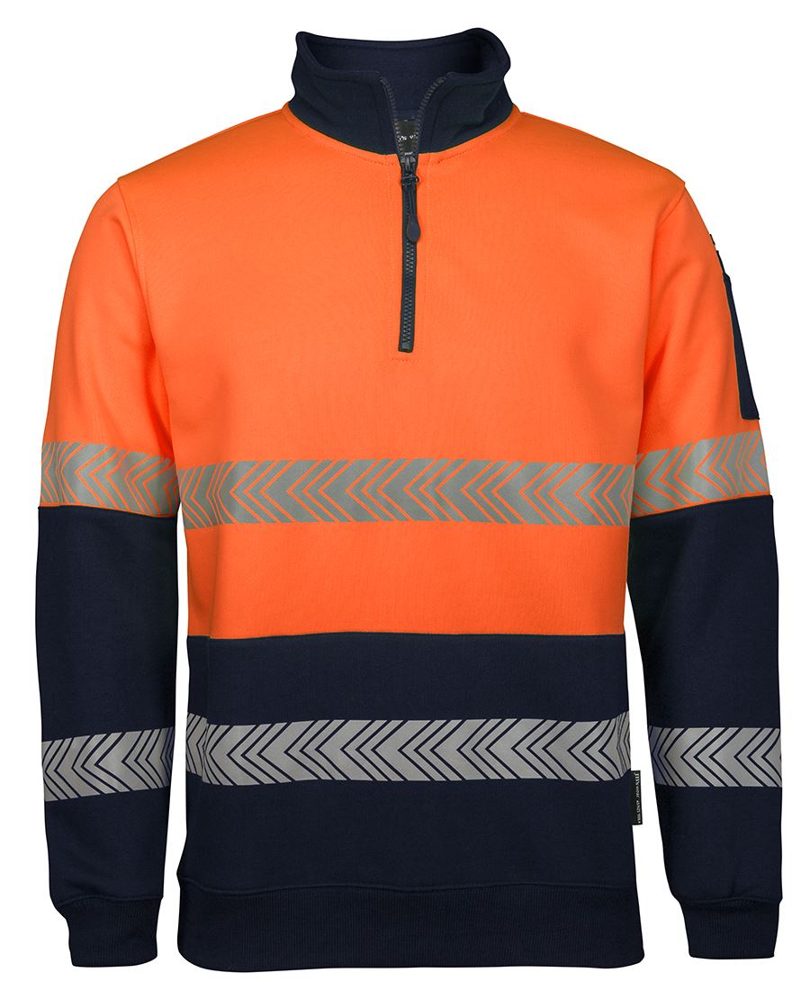 JBs Wear JB's HV 1/2 ZIP SEGMENTED TAPE FLEECY LIME/NAVY - XS 6HZS
