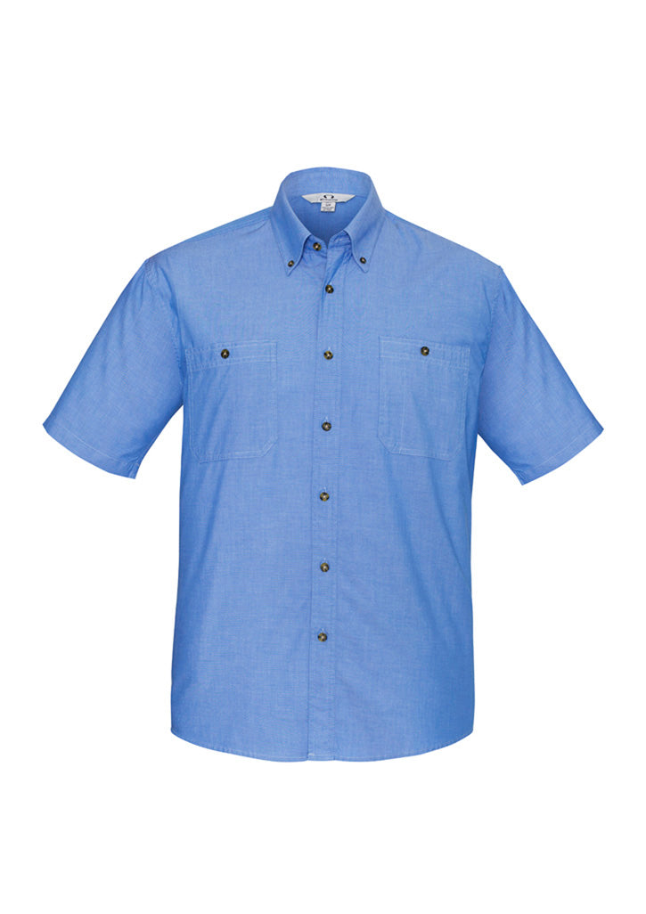 Biz Collection Mens Chambray Short Sleeve Shirt SH113