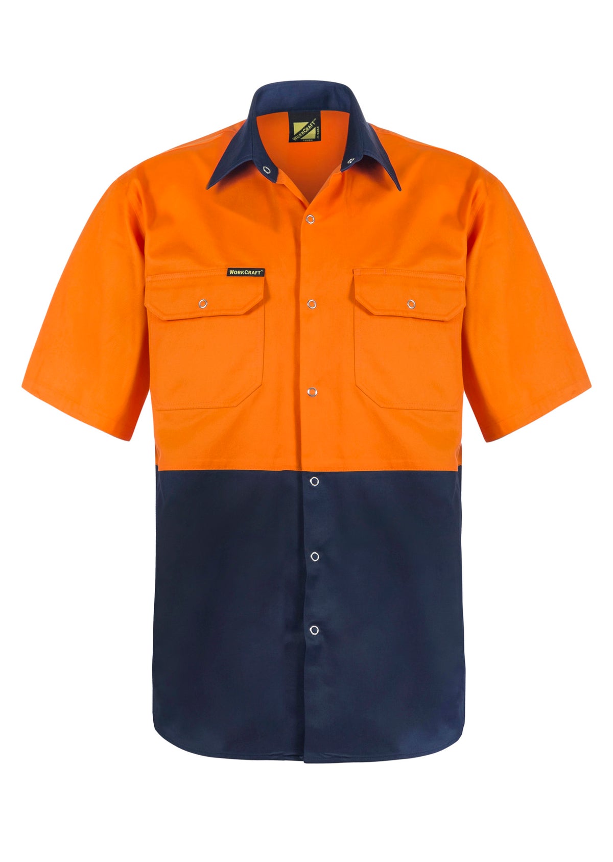 WORKCRAFT TWO TONE HI VIS S/S SHIRT STUD WS3063
