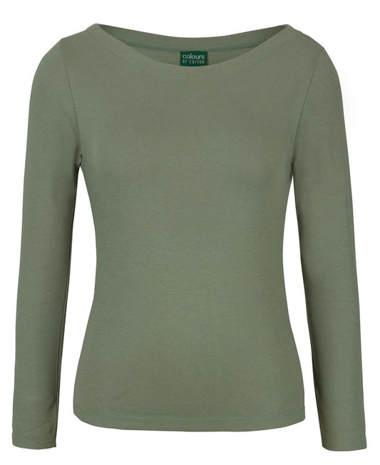 C of C LADIES L/S BOAT NECK TEE SAGE - 06