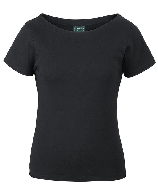 C of C LADIES S/S BOAT NECK TEE BLACK - 06
