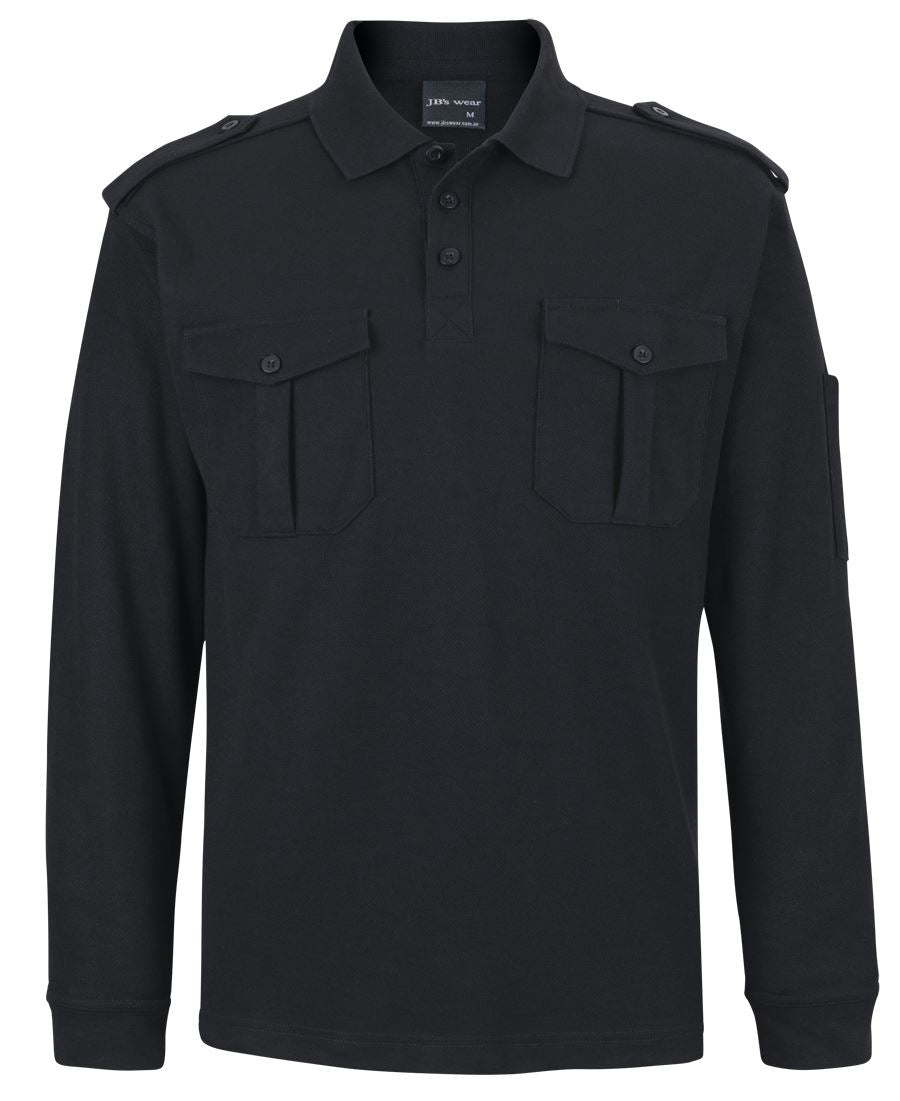 JB's L/S 250 EPAULETTE POLO BLACK -XS