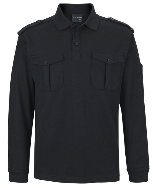 JB's L/S 250 EPAULETTE POLO BLACK -XS