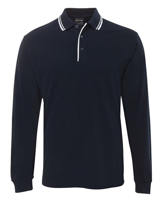 JB's L/S C/TRAST POLO NAVY/WHITE-XS