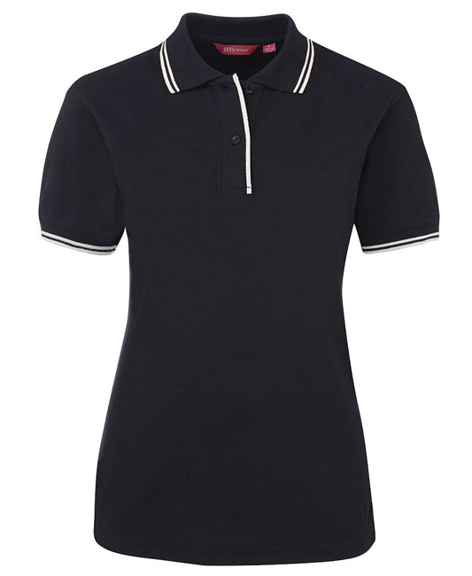 JB's LADIES CONTRAST POLO NAVY/WHITE-06