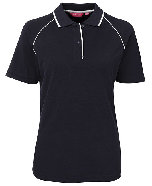 JB's LADIES RAGLAN POLO NAVY/WHITE - 08