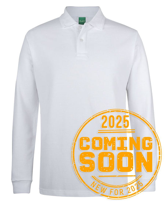 C of C L/S 320G POPCORN COTTON POLO WHITE - XS