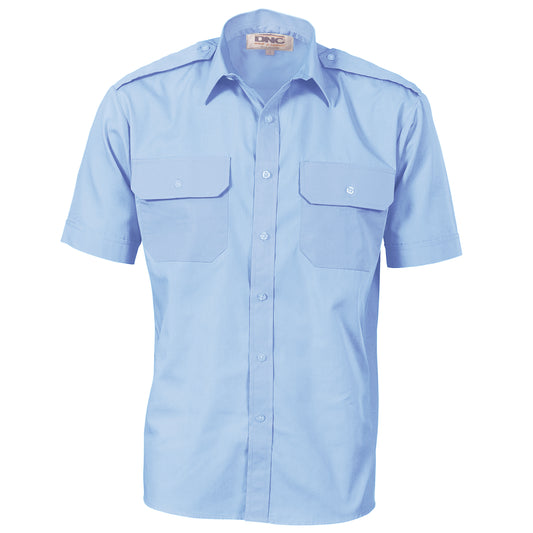 Epaulette Polyester/Cotton Work Shirt - Short Sleeve