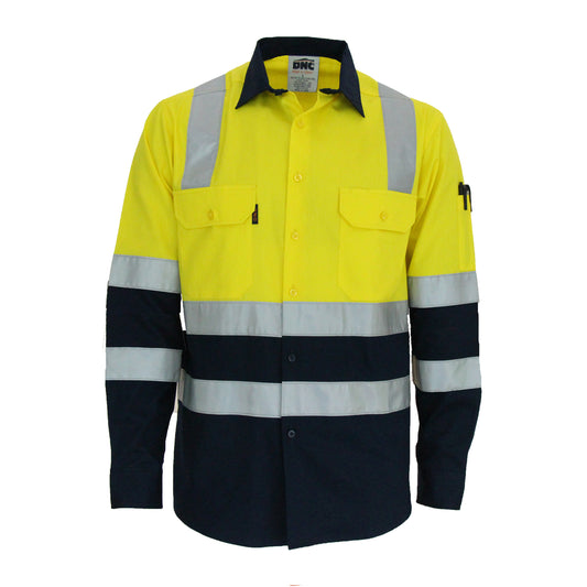 HiVis Two Tone L/W Cotton Bio-Motion & "X" Back Shirt with CSR R/Tape - L/S