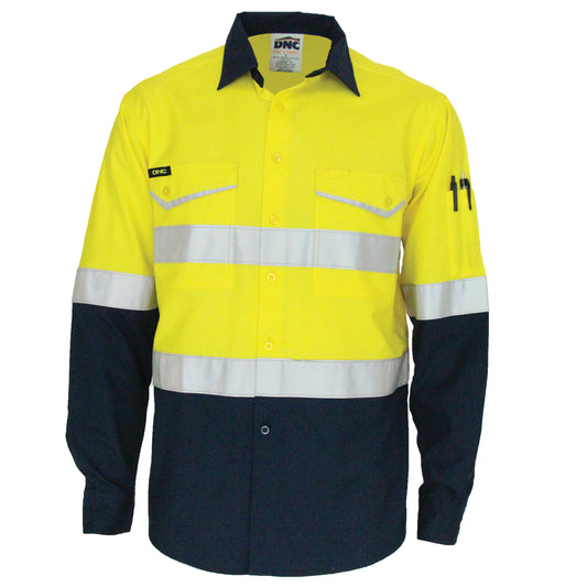 Two Tone RipStop Cotton Shirt with Reflective CSR Tape - L/S