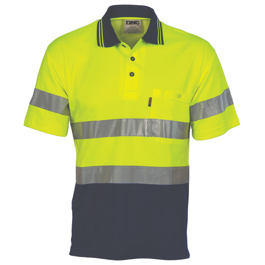 HiVis Two Tone Cotton Back Polos with CSR R/Tape - Short Sleeve