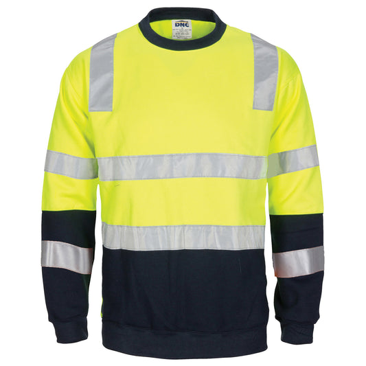 HiVis Two Tone Crew-Neck Fleecy Sweatshirt with Shoulders, Double Hoop Body & Arms CSR R/Tape