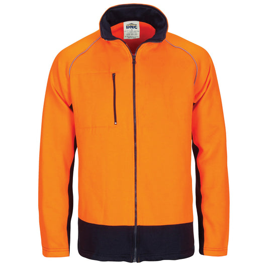 HiVis Two Tone Full Zip Fleecy Sweatshirt with Two Side Zipped Pockets