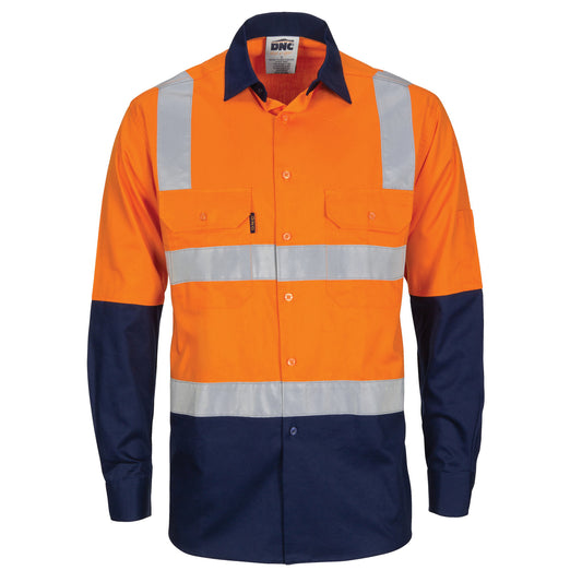 HiVis Two Tone Cool-Breeze Cotton Shirt with Hoop & Shoulder CSR R/Tape - Long Sleeve