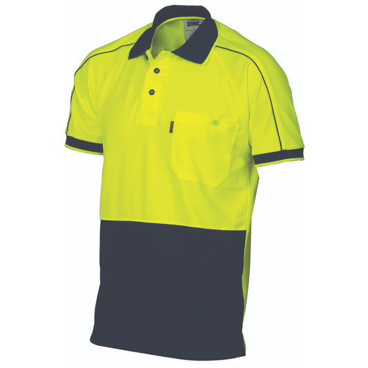 HiVis Cool-Breathe Double Piping Polo - Short Sleeve