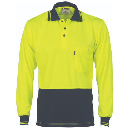 HiVis Two Tone Cool Breathe Polo Shirt - Long Sleeve