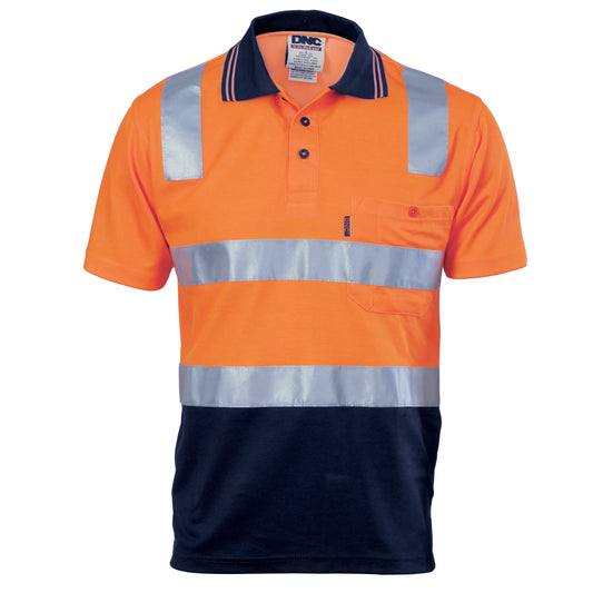 Cotton Back HiVis Two Tone Polo Shirt with CSR R/Tape - Short Sleeve