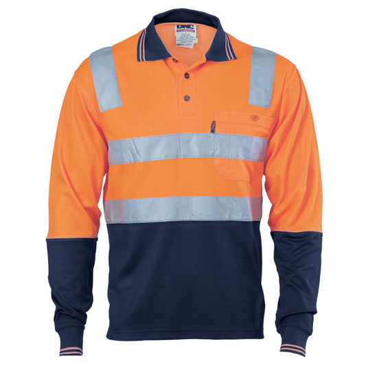Cotton Back HiVis Two Tone Polo Shirt with CSR R/Tape - L/S