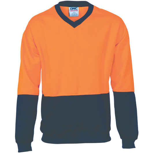 HiVis Two Tone Fleecy Sweatshirt (Sloppy Joe) V-Neck