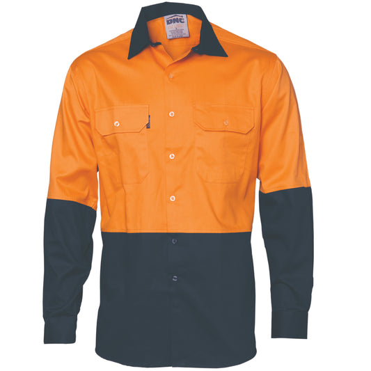 HiVis Two Tone Cool-Breeze Cotton Shirt - Long Sleeve
