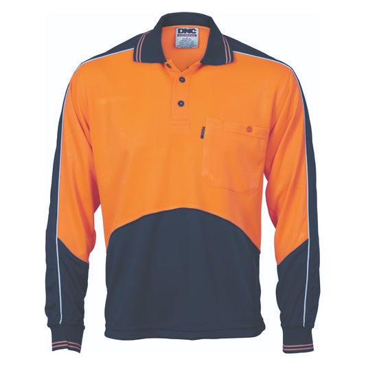 HiVis Cool-Breathe Panel Polo Shirt - Long Sleeve
