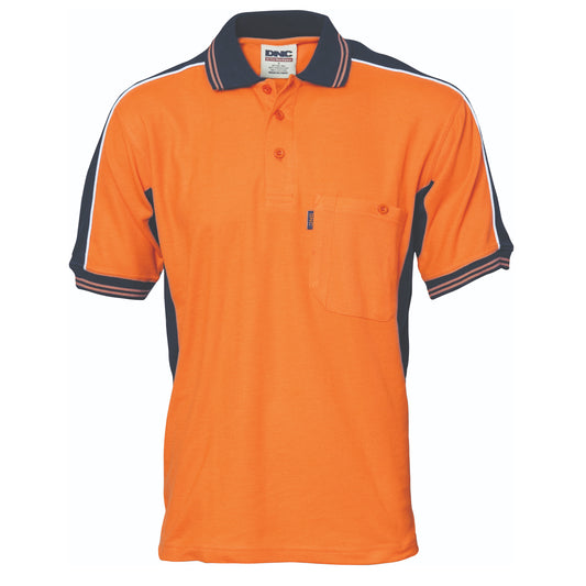 Poly/Cotton Contrast Panel Polo - Short Sleeve