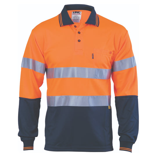 HiVis D/N Cool-Breathe Polo Shirt with 3M 8906 R/Tape - Long Sleeve