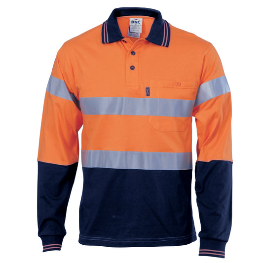 HiVis Cool Breeze Cotton Jersey Polo with CSR R/Tape - Long Sleeve