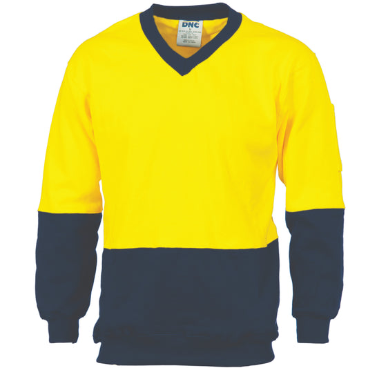 HiVis Two Tone Cotton Fleecy Sweatshirt V-Neck