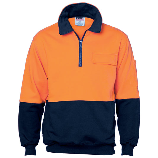 HiVis Two Tone 1/2 Zip Cotton Fleecy Windcheater