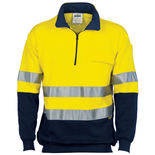 HiVis Two Tone 1/2 Zip Cotton Fleecy Windcheater with CSR R/Tape