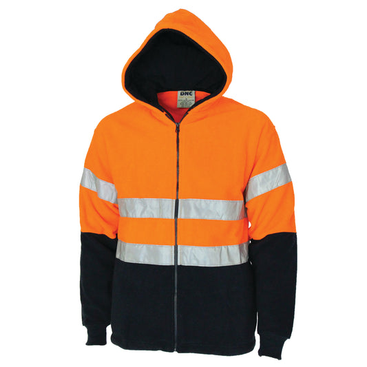 Hivis full zip polar fleece hoodie with CSR R/tape
