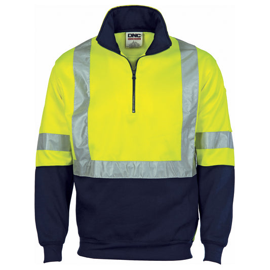 HiVis "X" Back D/N Two Tone 1/2 Zip Fleecy