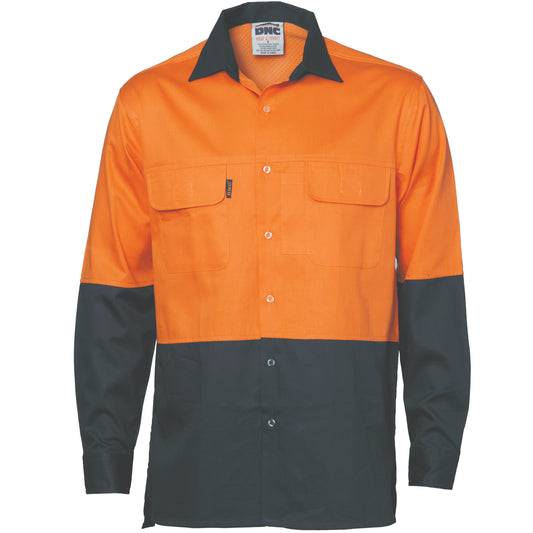 HiVis 3 Way Cool-Breeze Cotton Shirt - Long Sleeve
