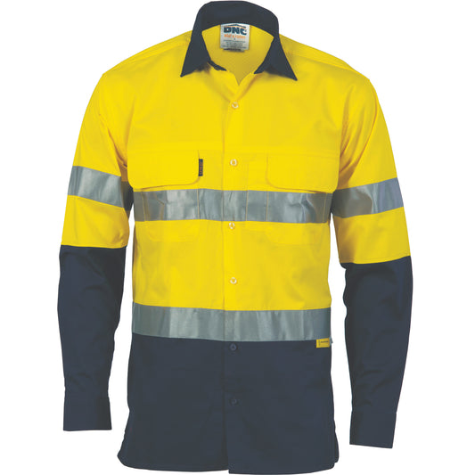 HiVis 3 Way Cool-Breeze Cotton Shirt with CSR R/Tape - Long sleeve