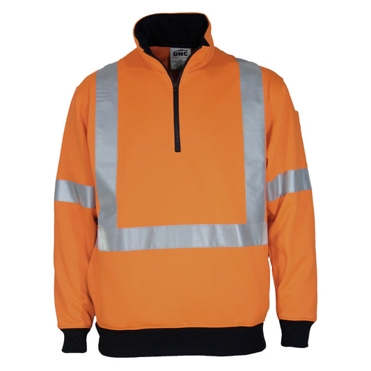 HiVis "X" Back 1/2 Zip Cotton Jumper with Additional CSR R/Tape on Tail