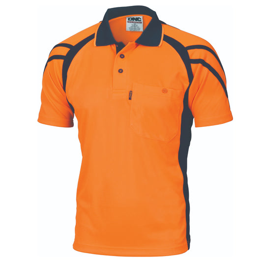 Cool-Breathe Stripe Panel Polo Shirt - Short Sleeve