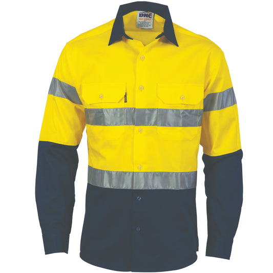 HiVis D/N Two Tone Drill Shirt with CSR R/Tape - Long Sleeve
