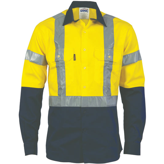 HiVis D/N Two Tone Drill Shirt with "H" Pattern CSR R/Tape - Long Sleeve