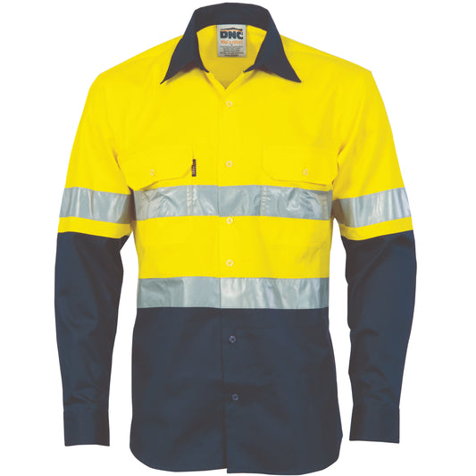 HiVis Cool-Breeze Vertical Vented Cotton Shirt with CSR R/Tape - Long Sleeve