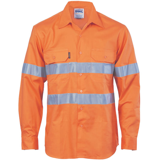 HiVis Cool-Breeze Vertical Vented Cotton Shirt with CSR R/Tape - Long Sleeve