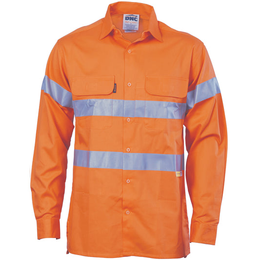 HiVis Cool-Breeze Cotton Shirt with 3M 8906 R/Tape - Long Sleeve