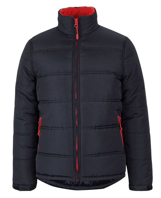 JB's PUFFER CONTRAST JACKET BLACK/RED-XS