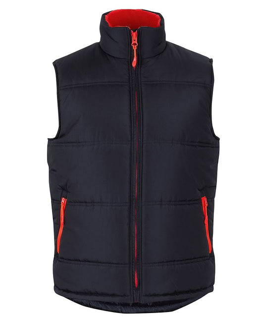 JB's PUFFER CONTRAST VEST BLACK/RED-XS