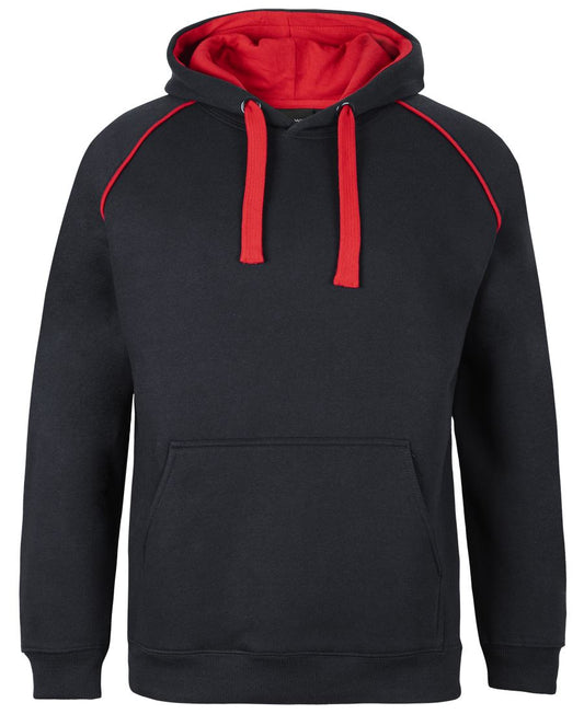 JB's CONTRAST FLEECY HOODIE BLACK/RED-04