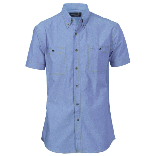 Cotton Chambray Shirt Twin Pocket - Short Sleeve