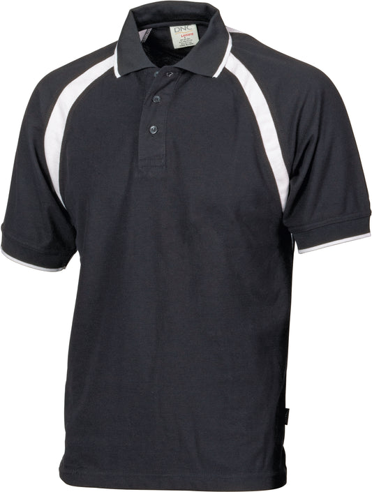 Mens Poly/Cotton Contrast Raglan Panel Polo