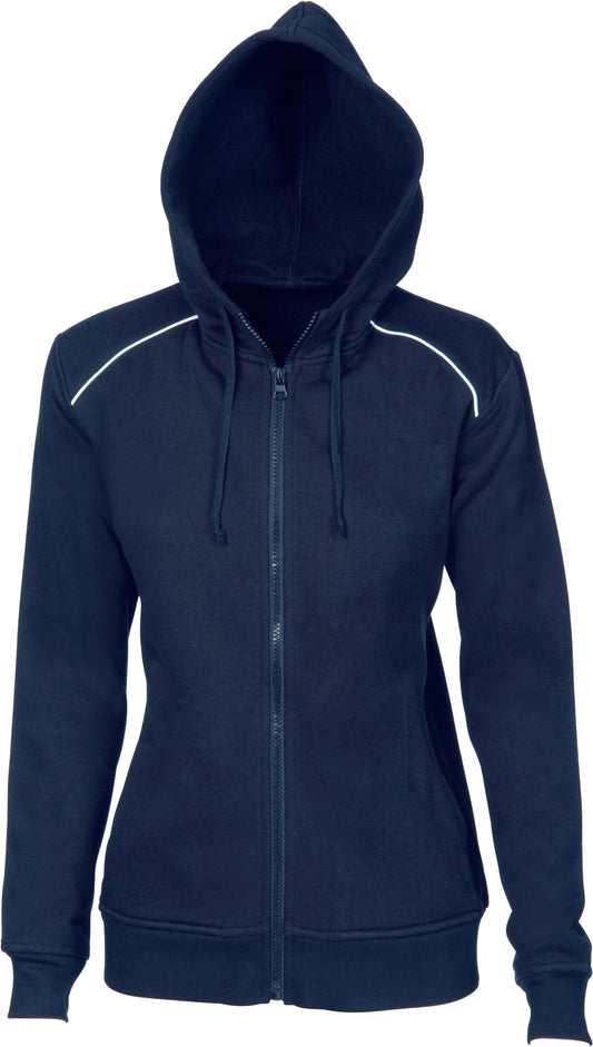 Ladies Contast Piping Fleecy Hoodie