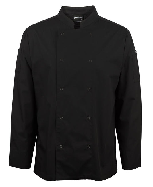 JB's L/S SNAP BUTTON CHEFS JACKET BLACK-XS